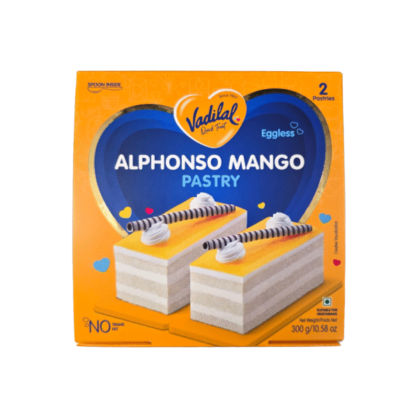 Vadilal Eggless Alphonso Mango Pastry - 2 pcs Vadilal Eggless Alphonso Mango Pastry - 2 pcs