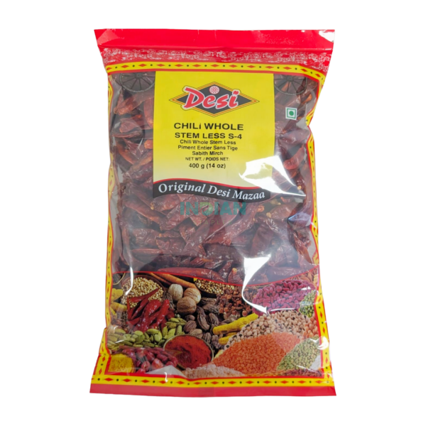 Desi Chili Whole Long Ind Stemless – 400g Desi Chili Whole Long Ind Stemless – 400g